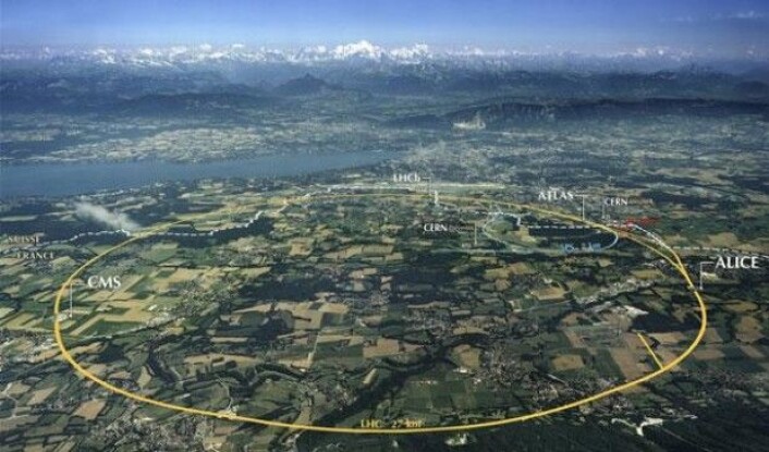 Skisse over Large Hadron Collider (LHC), som ligger gjemt under bakken i Sveits. (Foto: CERN) Skisse over Large Hadron Collider (LHC), som ligger gjemt under bakken i Sveits. (Foto: CERN)