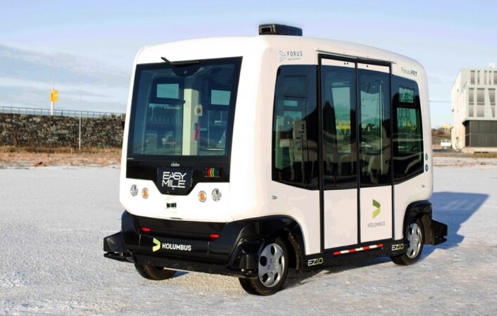 Den selvkjørende franske bussen EasyMile prøves nå ut på Forus Næringspark i Stavanger. Forbedret kollektivtransport ligger på en 37. plass på listen, og kan stå for omtrent 6,5 gigatonn med CO2-kutt i 2050 (Foto: Elisabeth Tønnessen, Kolumbus) Den selvkjørende franske bussen EasyMile prøves nå ut på Forus Næringspark i Stavanger. Forbedret kollektivtransport ligger på en 37. plass på listen, og kan stå for omtrent 6,5 gigatonn med CO2-kutt i 2050 (Foto: Elisabeth Tønnessen, Kolumbus)
